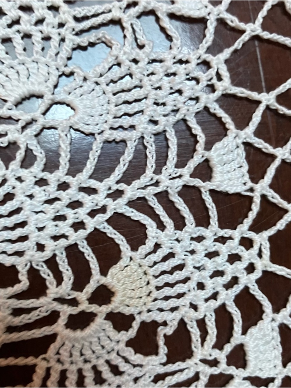 VTG White Crochet Lace Tablecloth Coverlet 48in X 92in Cottagecore Farmhouse - Picture 7 of 10